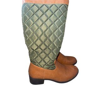 Nautica brown green quilted‎ boots size 5.5 women's